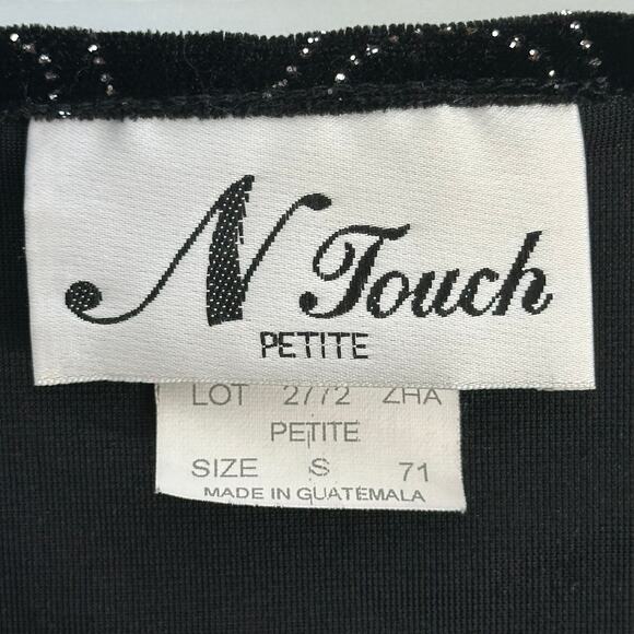 Vintage N Touch Black Velvet Metallic Sparkle Cardigan Top Womens Petite Size PS - Picture 6 of 9